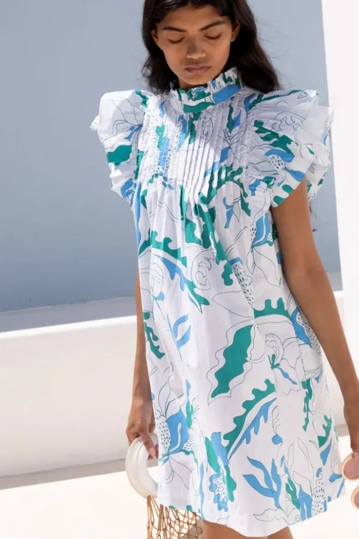 Clearance Pintuck Ruffle Mini- Orchid Green Short & Mini Dresses|Dresses