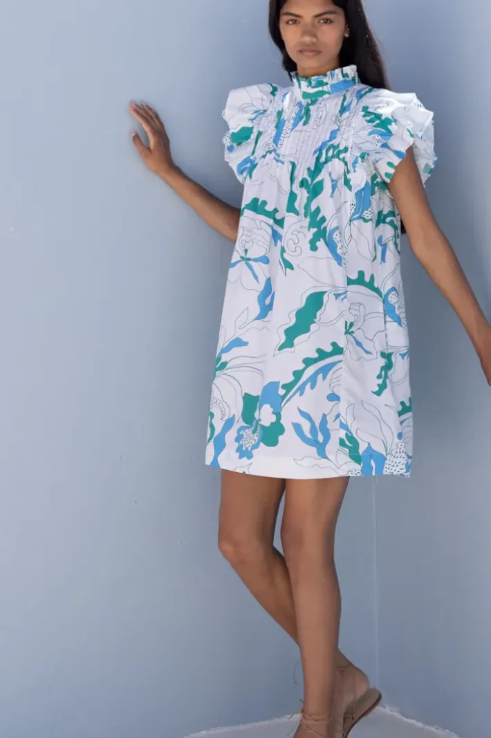 Clearance Pintuck Ruffle Mini- Orchid Green Short & Mini Dresses|Dresses