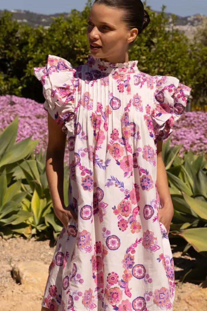 Pintuck Ruffle Mini- Pretoria Pink Short & Mini Dresses|Dresses