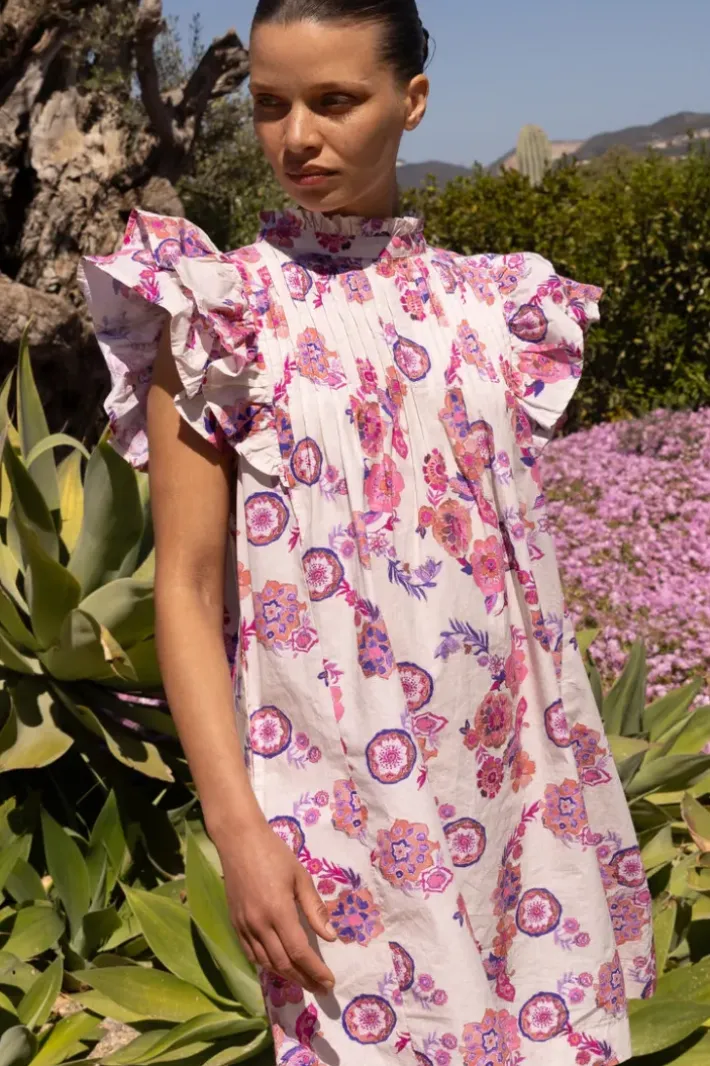 Pintuck Ruffle Mini- Pretoria Pink Short & Mini Dresses|Dresses