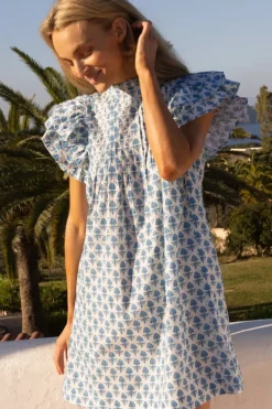 Sale Pintuck Ruffle Mini- Provence Blue Short & Mini Dresses|Dresses