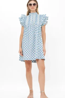Sale Pintuck Ruffle Mini- Provence Blue Short & Mini Dresses|Dresses