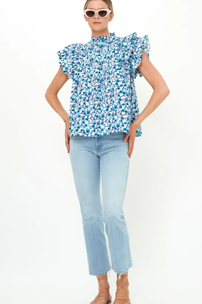 Online Pintuck Ruffle Top- Lingon Wine Tops