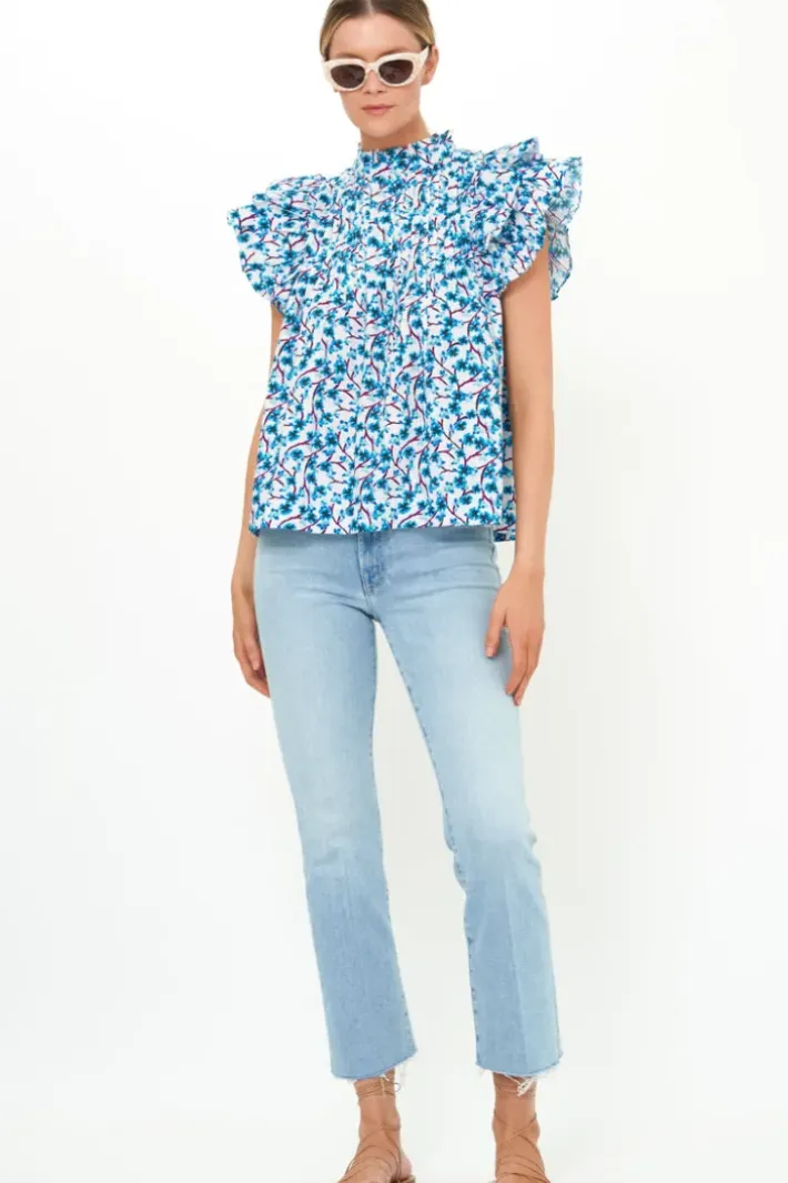Online Pintuck Ruffle Top- Lingon Wine Tops