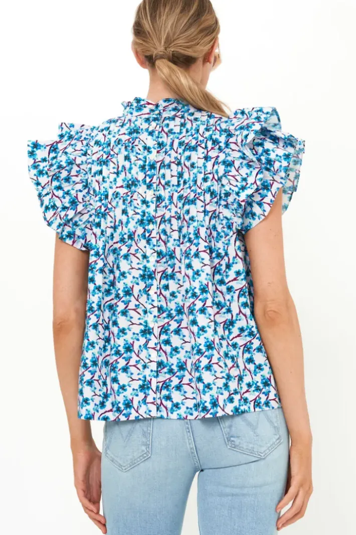 Online Pintuck Ruffle Top- Lingon Wine Tops