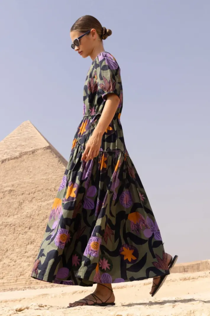 Hot Piped Puff Sleeve Maxi- Bergen Olive Maxis|Dresses
