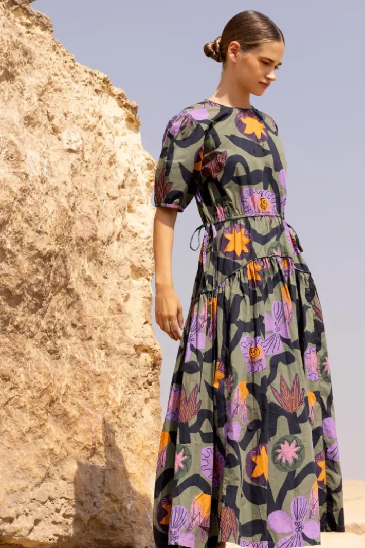 Hot Piped Puff Sleeve Maxi- Bergen Olive Maxis|Dresses