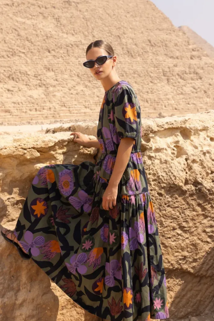 Hot Piped Puff Sleeve Maxi- Bergen Olive Maxis|Dresses