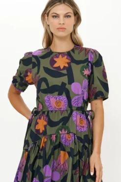 Hot Piped Puff Sleeve Maxi- Bergen Olive Maxis|Dresses