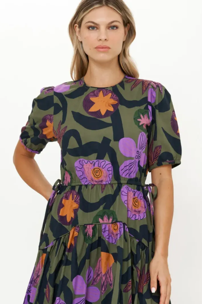 Hot Piped Puff Sleeve Maxi- Bergen Olive Maxis|Dresses