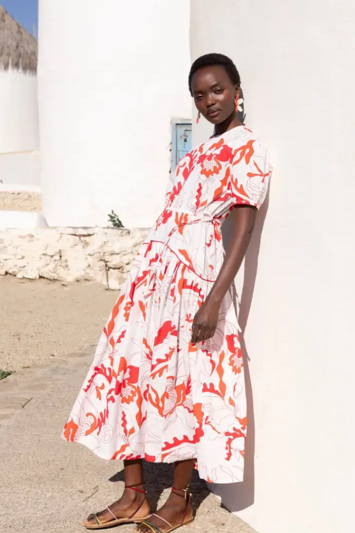 Hot Piped Puff Sleeve Maxi- Orchid Red Maxis|Dresses