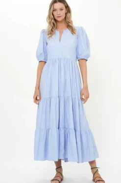 Puff Sleeve Maxi- Chatham Blue Maxis|Dresses