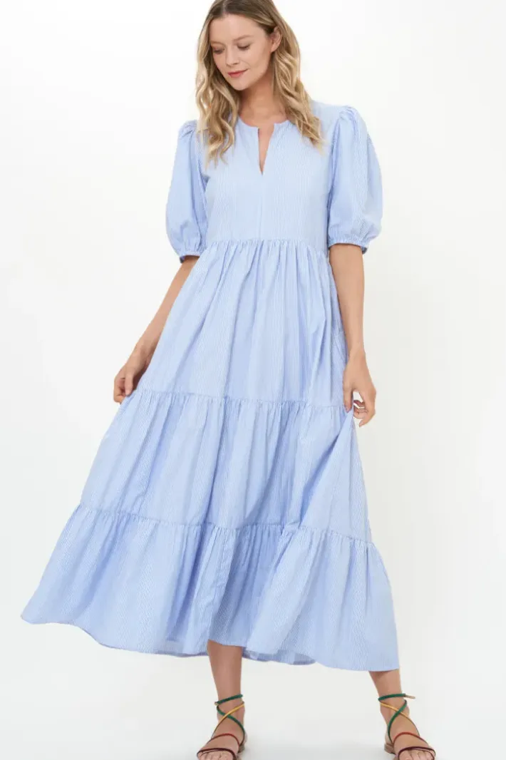 Puff Sleeve Maxi- Chatham Blue Maxis|Dresses