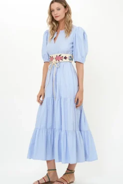 Puff Sleeve Maxi- Chatham Blue Maxis|Dresses