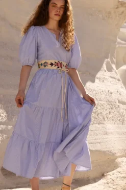 Puff Sleeve Maxi- Chatham Blue Maxis|Dresses