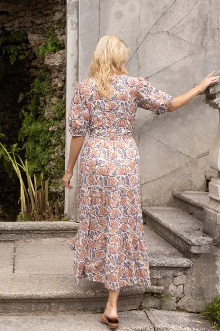 Online Puff Sleeve Maxi- Montenegro Coral Maxis