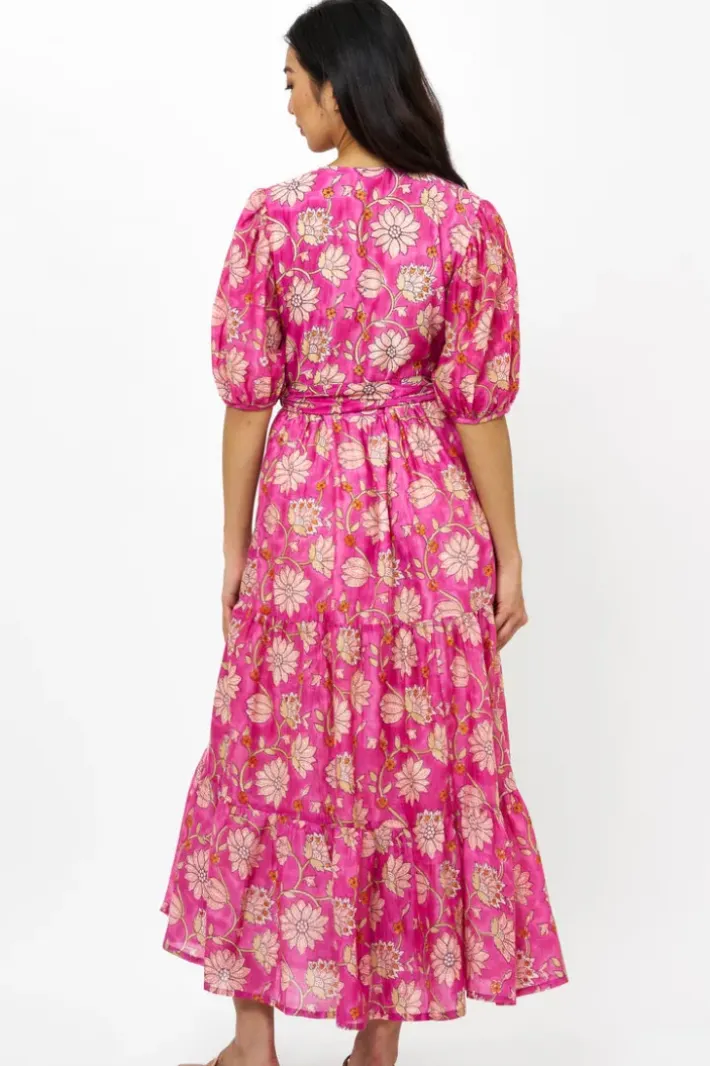 Discount Puff Sleeve Maxi- Presidio Magenta Maxis