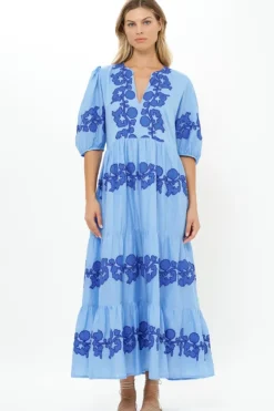 Hot Puff Sleeve Maxi- Tangier Blue Maxis|Dresses