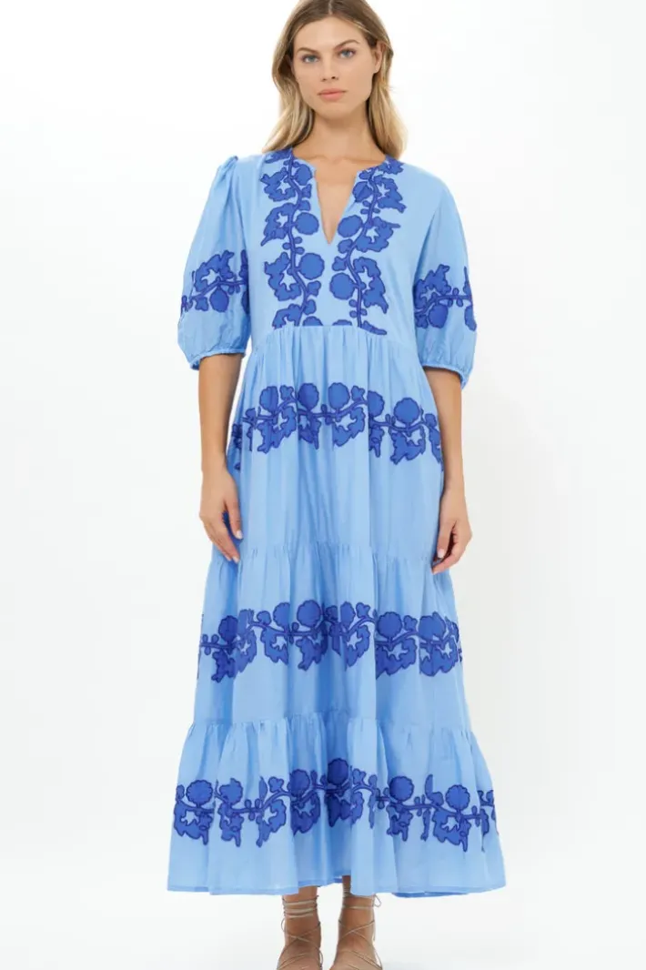 Hot Puff Sleeve Maxi- Tangier Blue Maxis|Dresses
