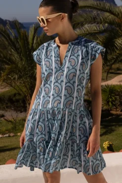 Best Roll Sleeve- Goa Blue Short & Mini Dresses|Dresses