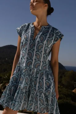 Best Roll Sleeve- Goa Blue Short & Mini Dresses|Dresses