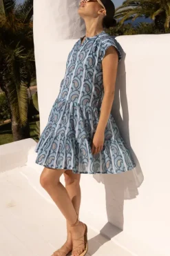 Best Roll Sleeve- Goa Blue Short & Mini Dresses|Dresses