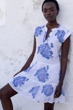 Best Roll Sleeve- Portofino Blue Short & Mini Dresses|Dresses