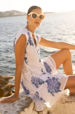 Best Roll Sleeve- Portofino Blue Short & Mini Dresses|Dresses