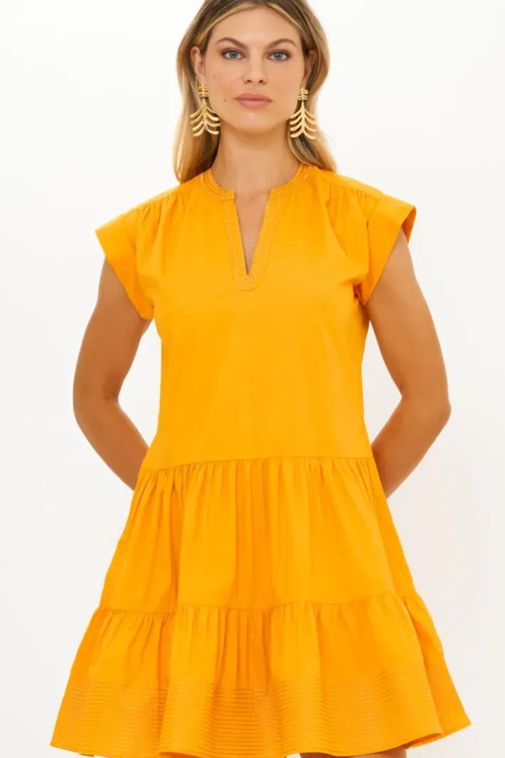 New Roll Sleeve- Tuki Marigold Short & Mini Dresses|Dresses
