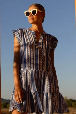 New Roll Sleeve- Ziggy Blue Short & Mini Dresses|Dresses