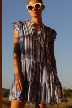 New Roll Sleeve- Ziggy Blue Short & Mini Dresses|Dresses