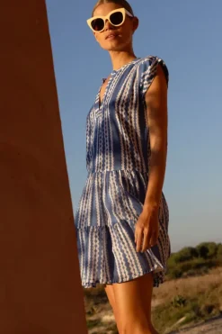 New Roll Sleeve- Ziggy Blue Short & Mini Dresses|Dresses