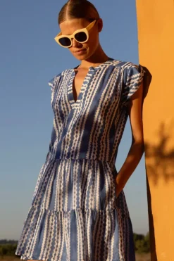 New Roll Sleeve- Ziggy Blue Short & Mini Dresses|Dresses