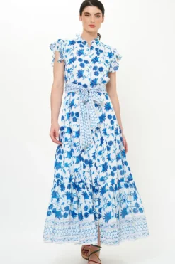 Best Ruffle Collar Button Maxi- Marion Blue Maxis|Dresses