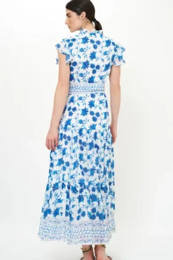 Best Ruffle Collar Button Maxi- Marion Blue Maxis|Dresses