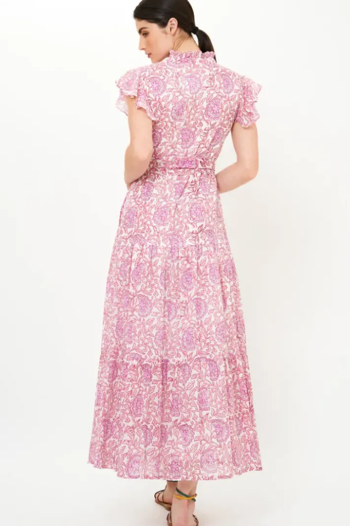 Sale Ruffle Collar Button Maxi- Malta Pink Maxis|Dresses