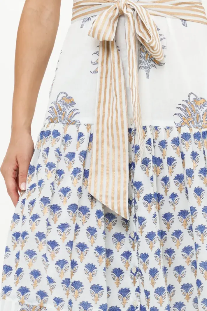 New Ruffle Collar Button Maxi- Lotus Navy Maxis|Dresses