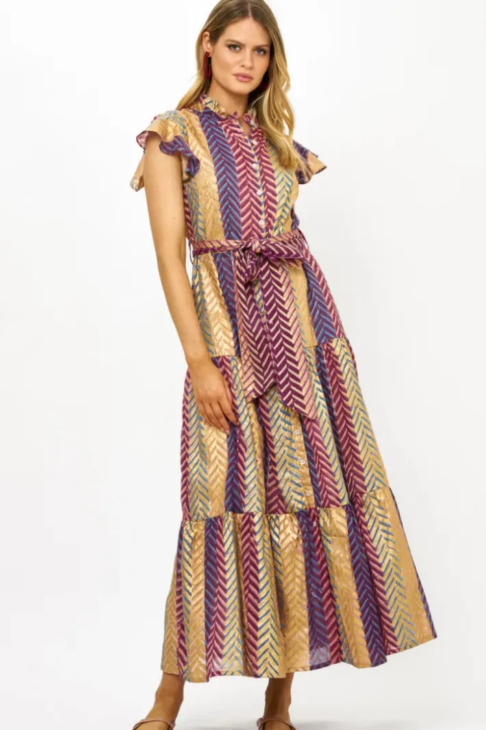New Ruffle Collar Button Maxi- Torino Blue Maxis