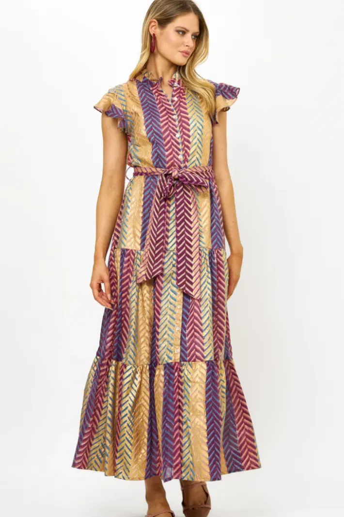 New Ruffle Collar Button Maxi- Torino Blue Maxis