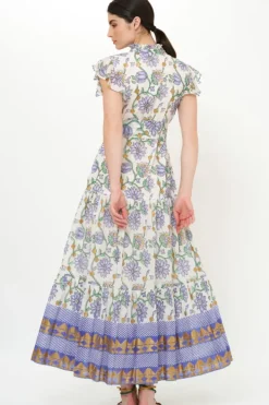 Discount Ruffle Collar Button Maxi- Presidio Blue Maxis|Dresses