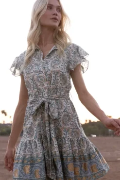 Best Ruffle Collar Button Mini- Marseille Green Short & Mini Dresses|Dresses