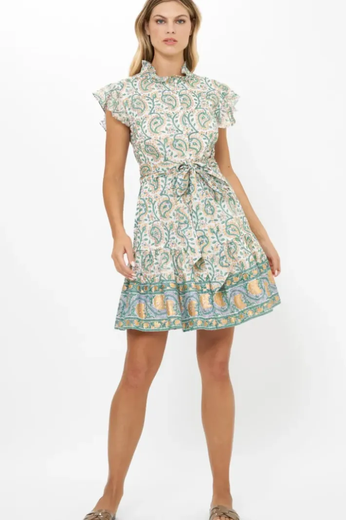Best Ruffle Collar Button Mini- Marseille Green Short & Mini Dresses|Dresses