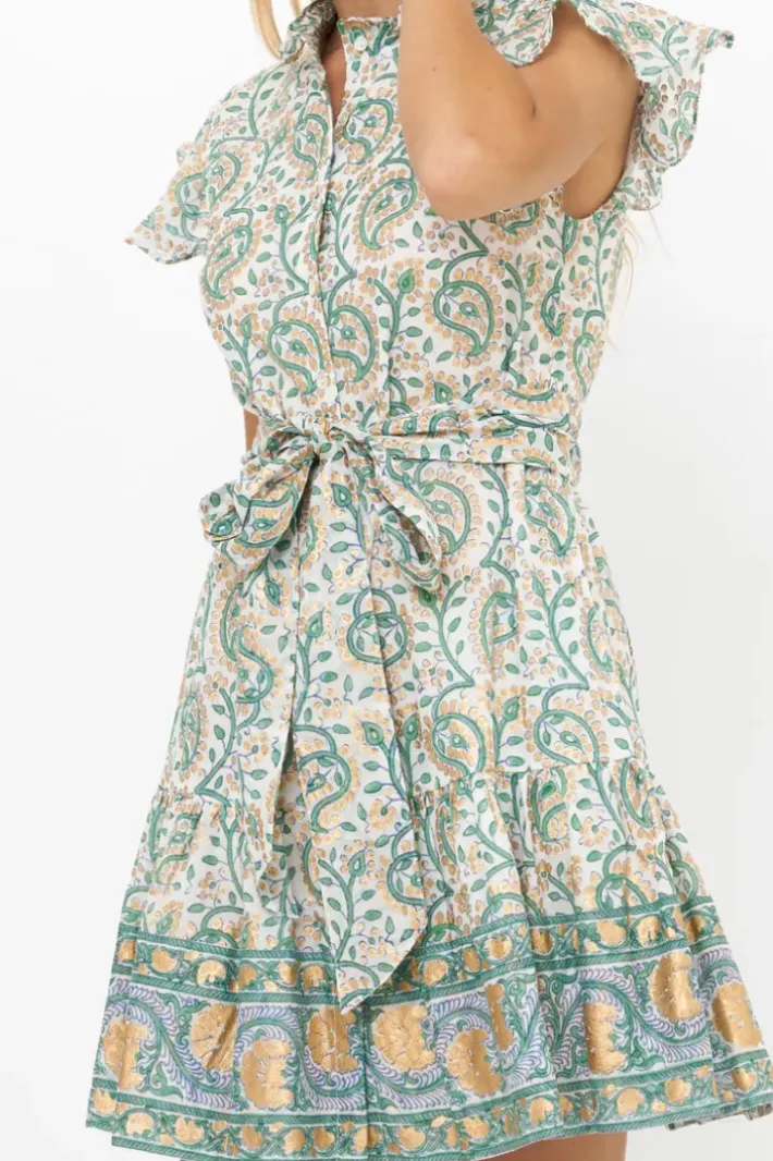 Best Ruffle Collar Button Mini- Marseille Green Short & Mini Dresses|Dresses