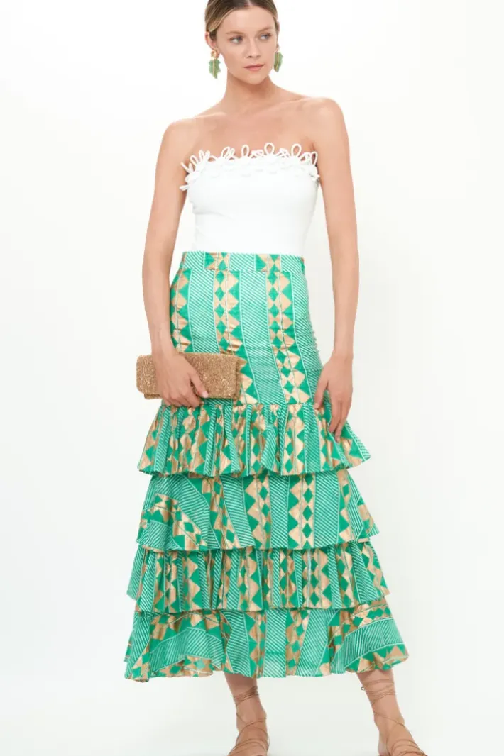 Online Ruffle Maxi Skirt- Ascot Teal Skirts