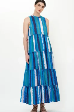 Outlet Ruffle Tiered Maxi- Meko Blue Maxis|Dresses