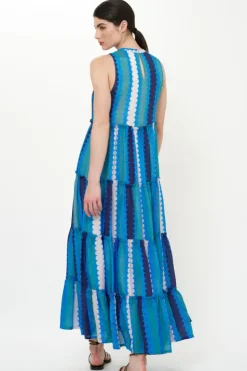 Outlet Ruffle Tiered Maxi- Meko Blue Maxis|Dresses
