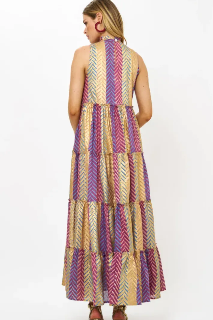 Discount Ruffle Tiered Maxi- Torino Blue Maxis