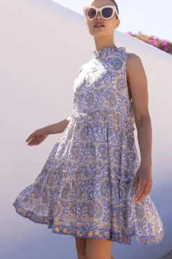 Best Ruffle Tiered Short- Marseille Blue Short & Mini Dresses|Dresses