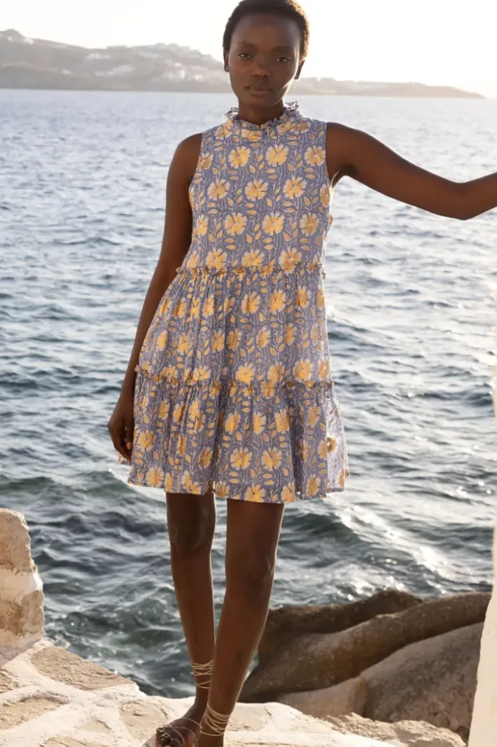 New Ruffle Tiered Short- Mughal Blue Short & Mini Dresses|Dresses