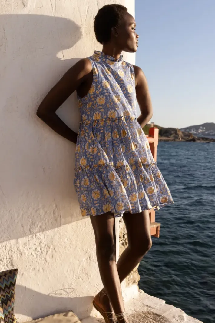 New Ruffle Tiered Short- Mughal Blue Short & Mini Dresses|Dresses